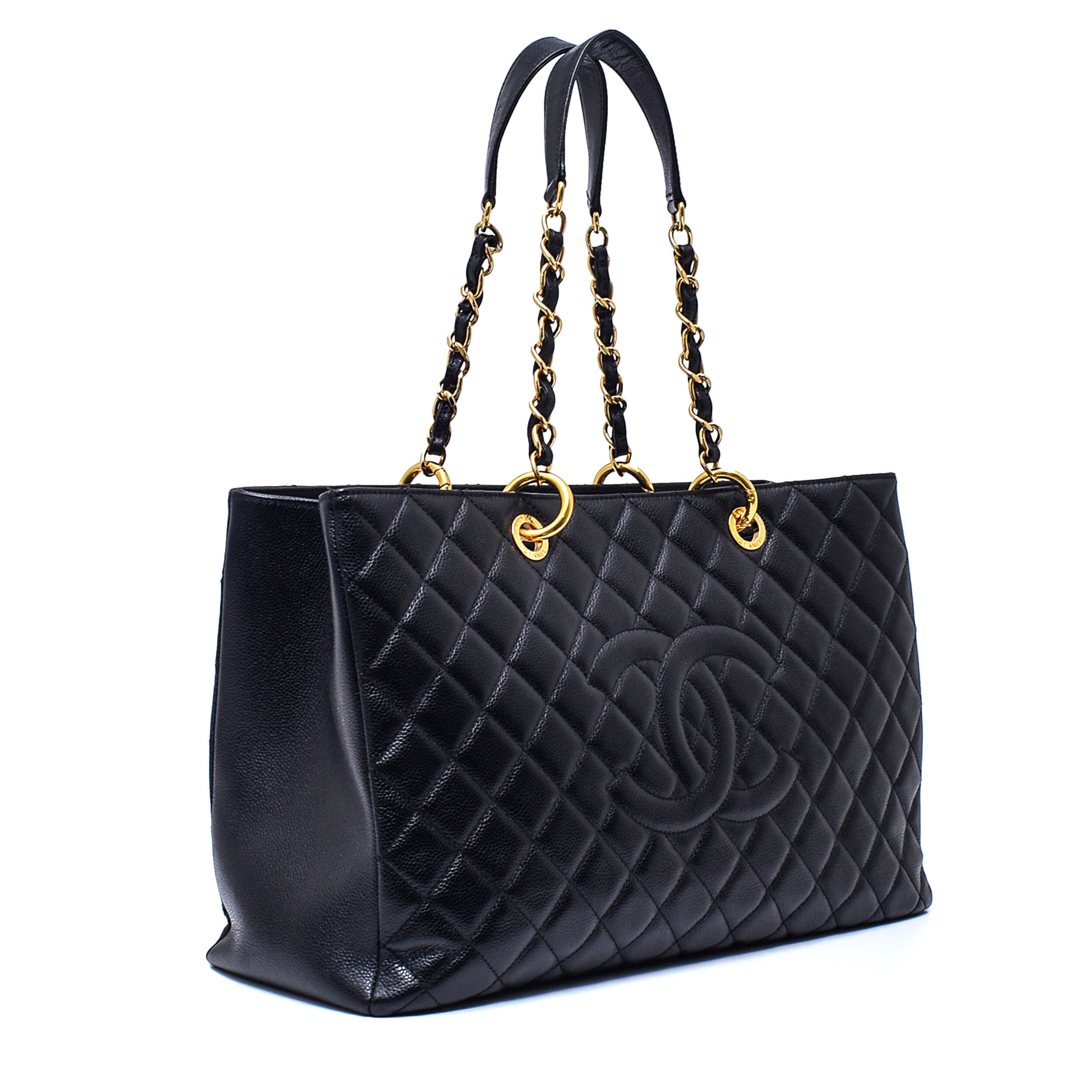 Chanel - Black Quilted Caviar Leather GTS Large Shopping Tote Bag